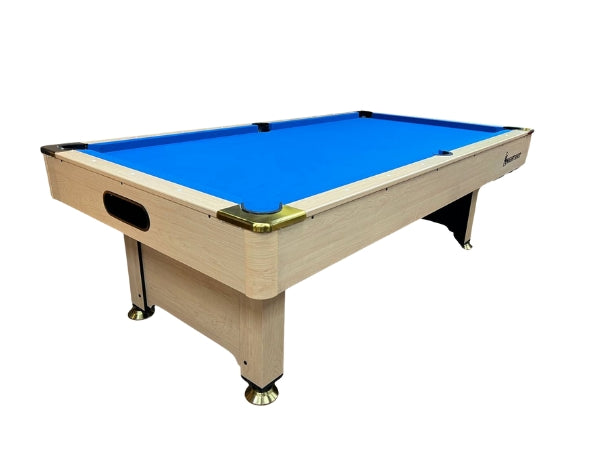 Knight Shot Home I Pool Table 8ft. Light Maple Finishing in Wooden Base Slate – Ball Return System