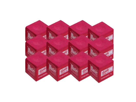 Master Billiard Chalk – 12-Piece Box | Multiple Colors (Red, Blue, Green, Spruce)