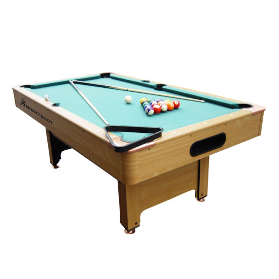 Knight Shot Home Use Billiard Table Light Maple Finishing in Wooden Base Slate w/ Ball Return System 8ft