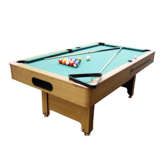 Knight Shot Home Use Billiard Table Light Maple Finishing in Wooden Base Slate w/ Ball Return System 8ft