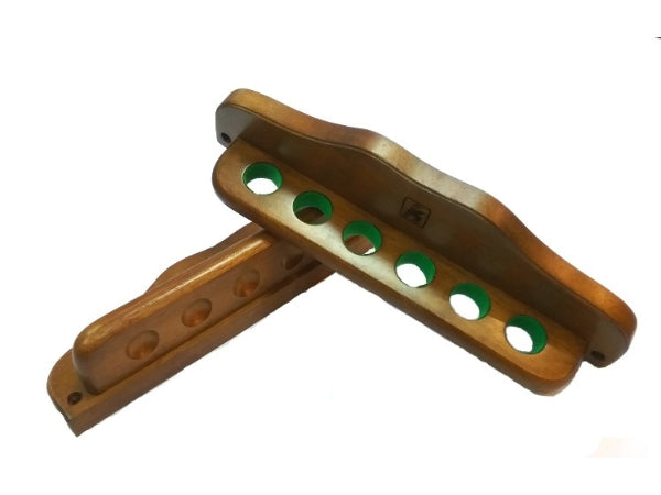Knight Shot Wall Cue Rack | 6pcs Cues | Oak Finishing