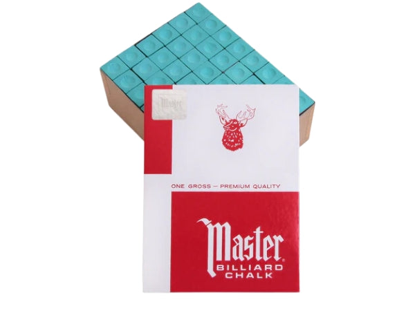 Master Billiard Chalk – 144 Piece Box | Blue, Red, Green
