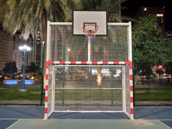 MUGA Basketball Goal Post – GI Steel 3x2m Frame with 18mm Backboard | Knight Shot KSA
