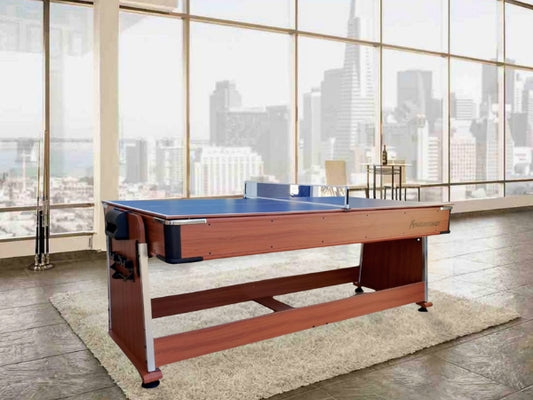 Knight Shot 4-in-1 Rotating Game Table | 7ft Walnut Finish