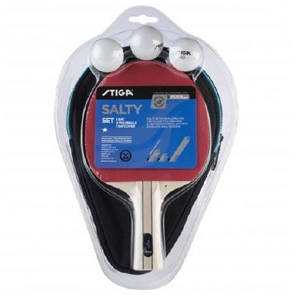 Stiga Salty Table Tennis Bat Set | with 3 Balls & Bat Cover | 1-Star