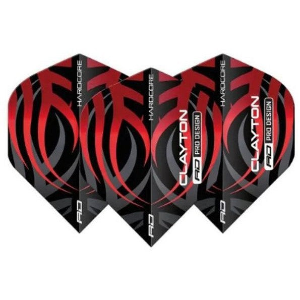 Red Dragon Jonny Clayton Tribal Hardcore Standard Black & Red Dart Flights