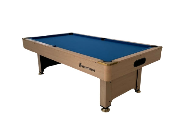 Knight Shot Home I Pool Table 8ft. Light Maple Finishing in Wooden Base Slate – Ball Return System