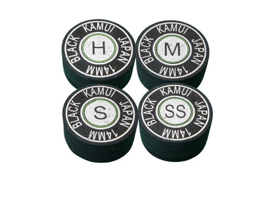 Kamui Standard Black Cue Tip – 13mm & 14mm (Super Soft/Soft/Medium/Hard)