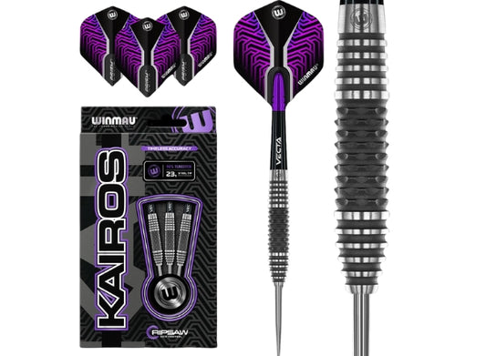 Winmau Kairos 2 90% Tungsten Steel Tip Darts | Professional 24g Precision Set (3pcs)