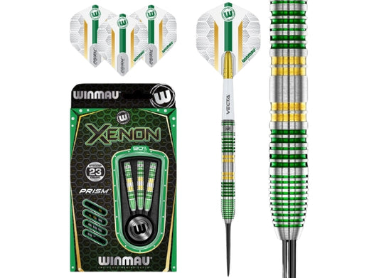 Winmau Xenon 90% Tungsten Steel Tip Darts | Professional 23g Precision Set (3pcs)