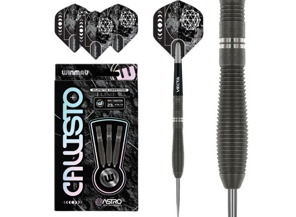 Winmau Callisto 2 90% Tungsten Steel Tip Darts | Professional 23g Precision Set (3pcs)