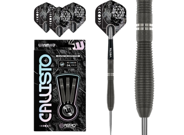 Winmau Callisto 2 90% Tungsten Steel Tip Darts | Professional 24g Precision Set (3pcs)