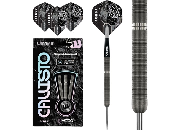 Winmau Callisto 1 90% Tungsten Steel Tip Darts | Professional 24g Precision Set (3pcs)