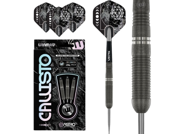 Winmau Callisto 3 90% Tungsten Steel Tip Darts | Professional 24g Precision Set (3pcs)