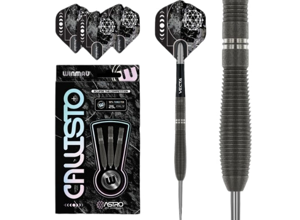 Winmau Callisto 2 90% Tungsten Steel Tip Darts | Professional 25g Precision Set (3pcs)