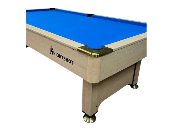 Knight Shot Home I Pool Table 8ft. Light Maple Finishing in Wooden Base Slate – Ball Return System