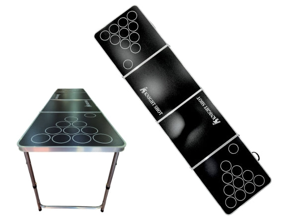 Knight Shot Beer Pong Table – Black Finish with Built-in Cup Holes | Foldable Design
