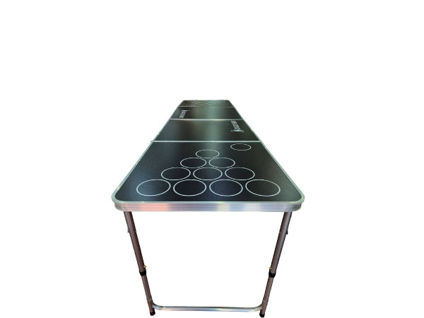 Knight Shot Beer Pong Table – Black Finish with Built-in Cup Holes | Foldable Design