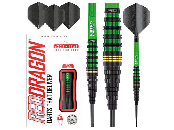 Red Dragon Krypton 90% Tungsten Alloy Steel Tip Darts | Professional 25g Precision 3-Piece Set