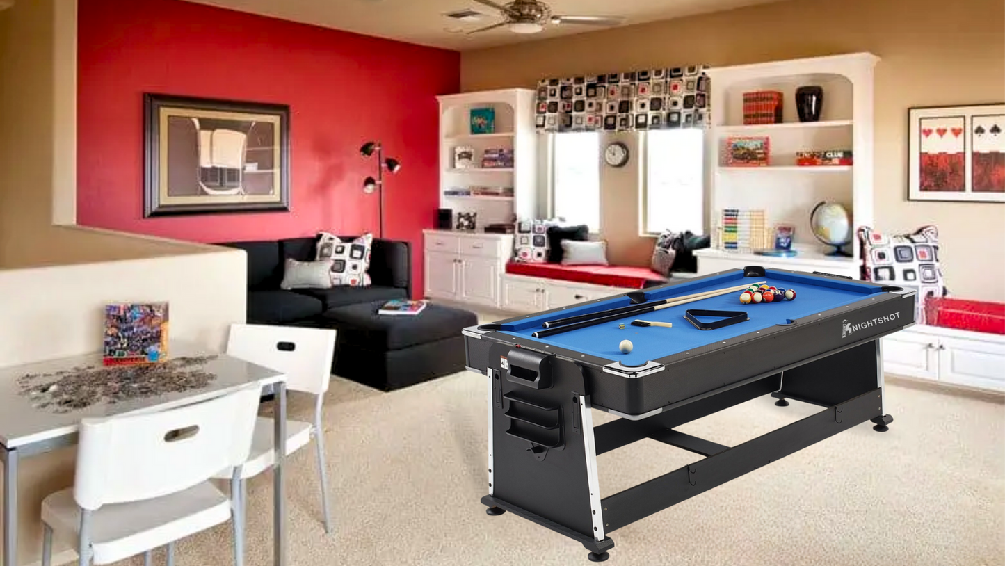 Knight Shot 4-in-1 Rotating Game Table | 7ft Multi-Game Set