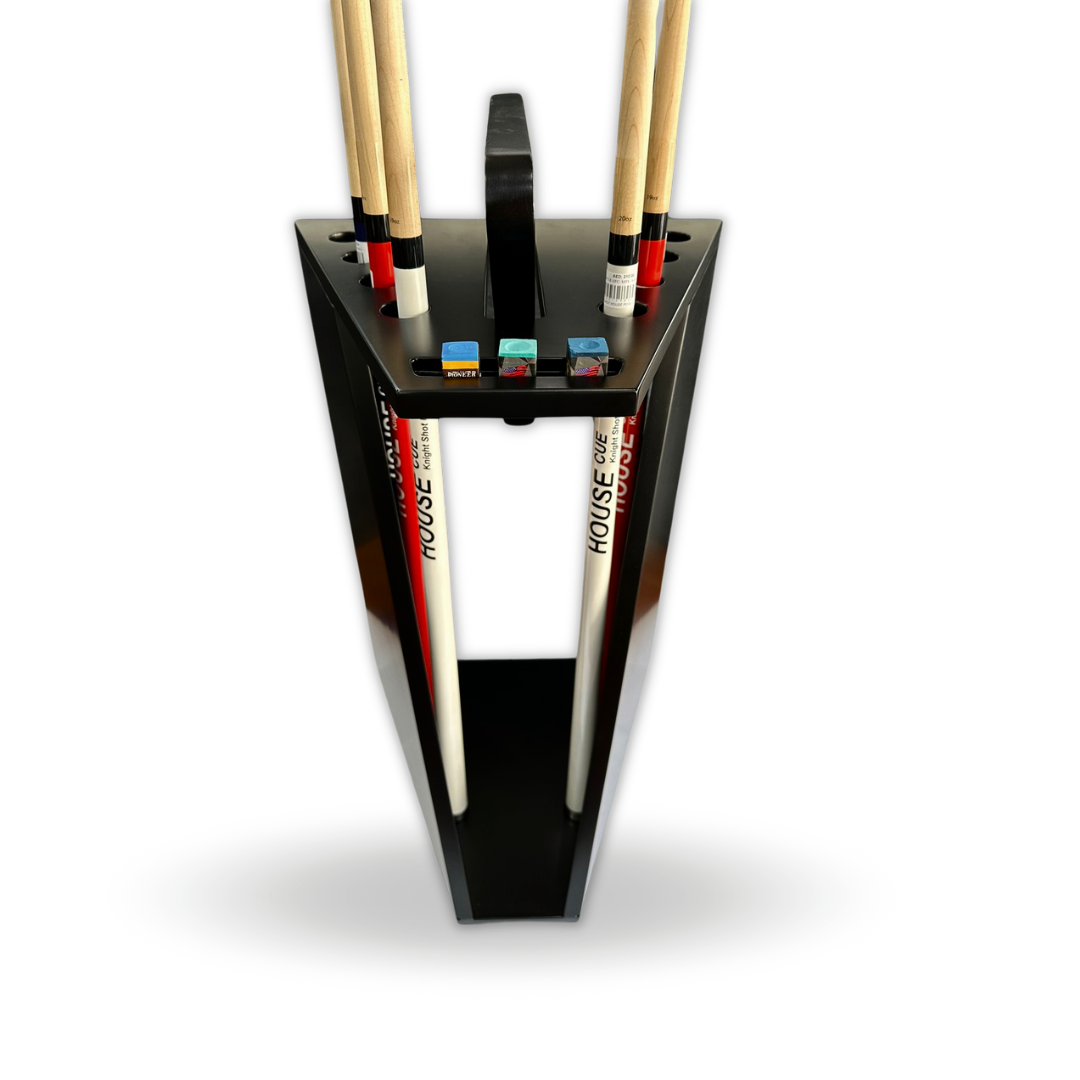 Knight Shot Cue Stand – 8pcs Cue + Triangle Holder Matte Black