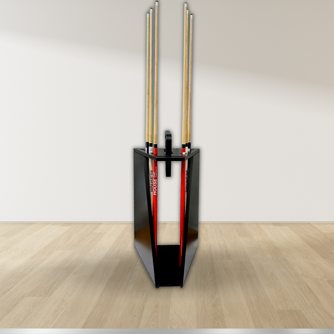 Knight Shot Cue Stand – 8pcs Cue + Triangle Holder Matte Black