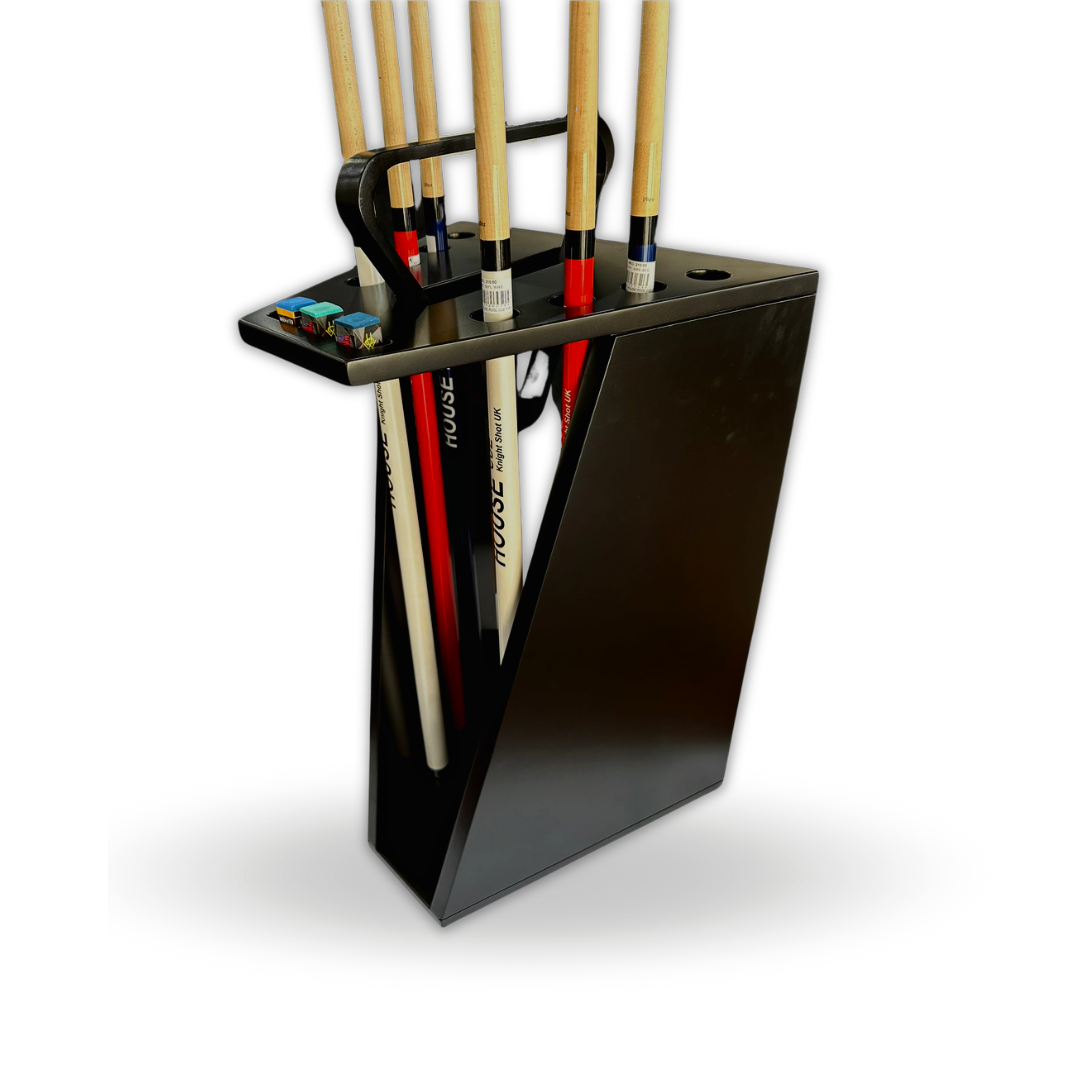 Knight Shot Cue Stand – 8pcs Cue + Triangle Holder Matte Black