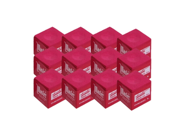 Master Billiard Chalk – 12-Piece Box | Multiple Colors (Red, Blue, Green, Spruce)
