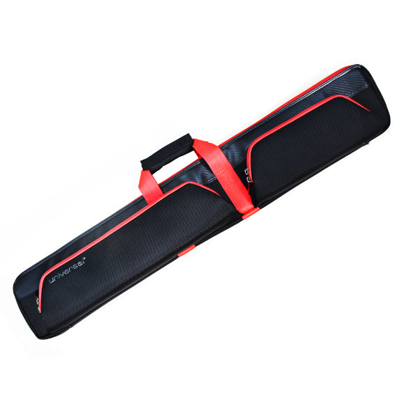 Universal Billiard Cue Soft Case | 2 Butt & 4 Shafts | Black Carbon Pattern