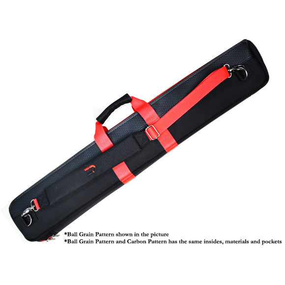 Universal Billiard Cue Soft Case | 2 Butt & 4 Shafts | Black Carbon Pattern