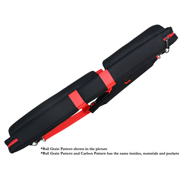 Universal Billiard Cue Soft Case | 2 Butt & 4 Shafts | Black Carbon Pattern