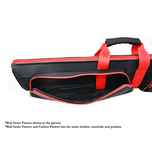 Universal Billiard Cue Soft Case | 2 Butt & 4 Shafts | Black Carbon Pattern