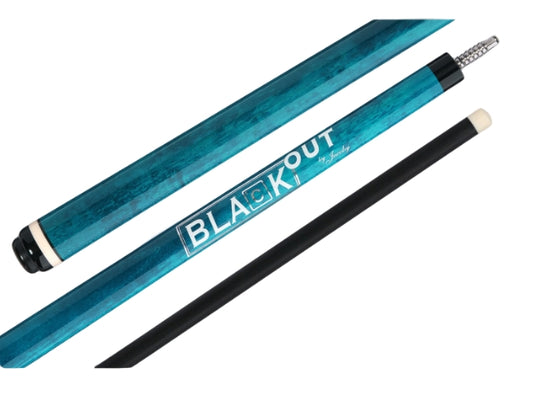 Jacoby Blackout Straight Breaker Break Cue Turqoise | Teal + No Wrap + Black Juma Radial Joint