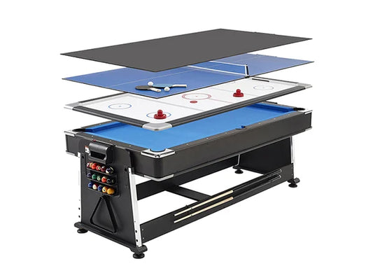 Knight Shot 4-in-1 Rotating Game Table | 7ft Multi-Game Set