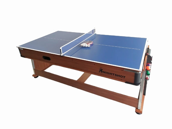 Knight Shot 4-in-1 Rotating Game Table | 7ft Walnut Finish