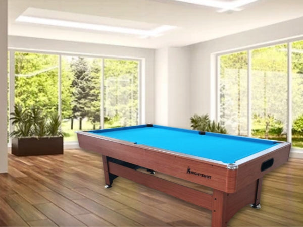 Knight Shot Home I Pool Table – 8ft Ball Return – Maple Finish with Wooden Base