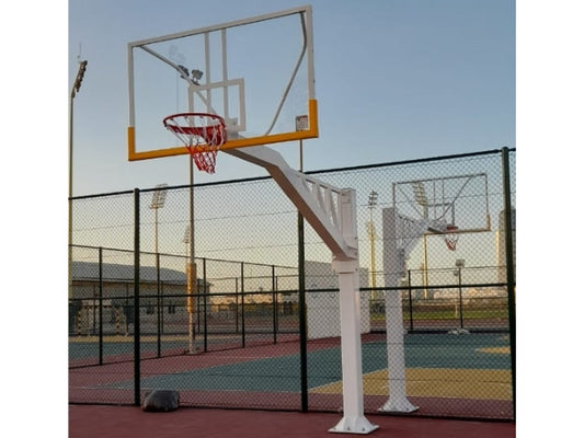 Knight Shot Basketball Post – Fixed Type | 200x200mm Pole, 8mm Clear Backboard, Heavy-Duty Ring & Net