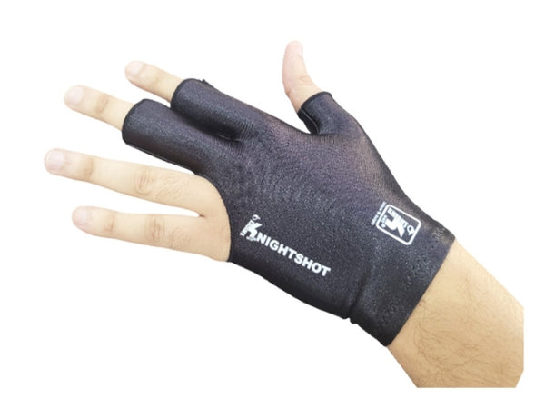 Knight Shot Billiard Glove Black Elastic 3 Finger Open Type