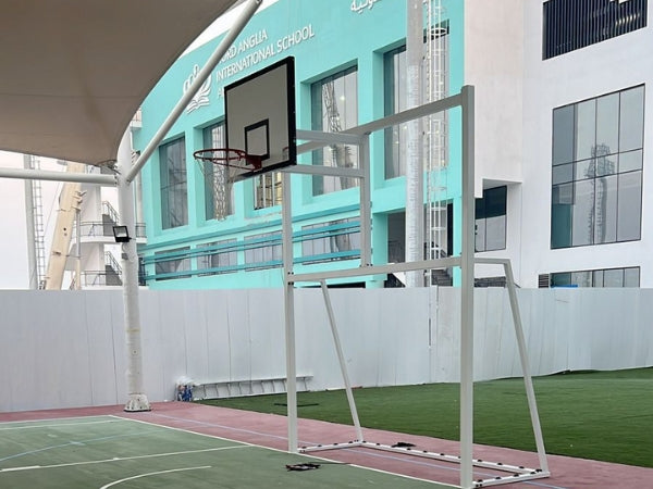 MUGA Basketball Goal Post – GI Steel 3x2m Frame with 18mm Backboard | Knight Shot KSA
