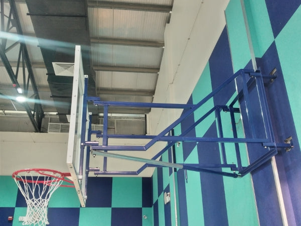 Basketball Side Wall-Mounted Foldable System with Height-Adjustable 1800x1050mm Backboard | Knight Shot KSA