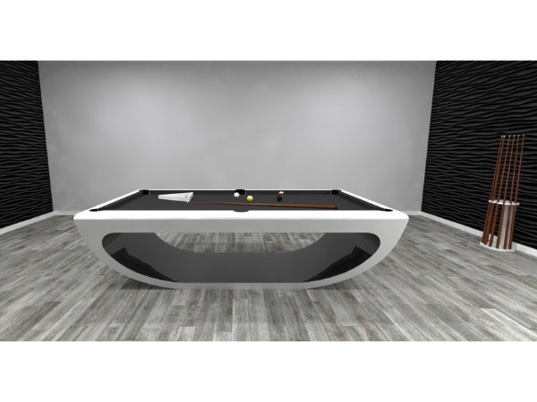 Bilhares Europa Nefertiti 8ft Modern Pool Table – Glossy White & Black Finish | Drop Pocket