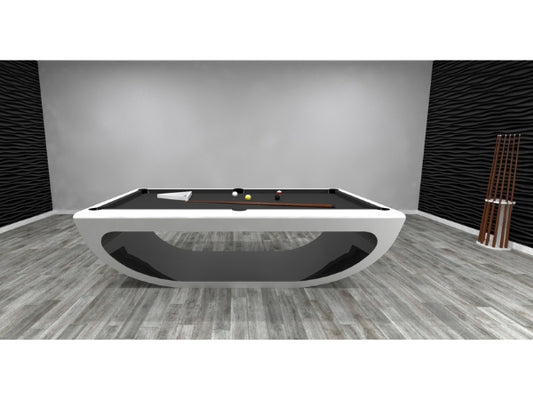 Bilhares Europa Nefertiti 8ft Modern Pool Table – Glossy White & Black Finish | Drop Pocket