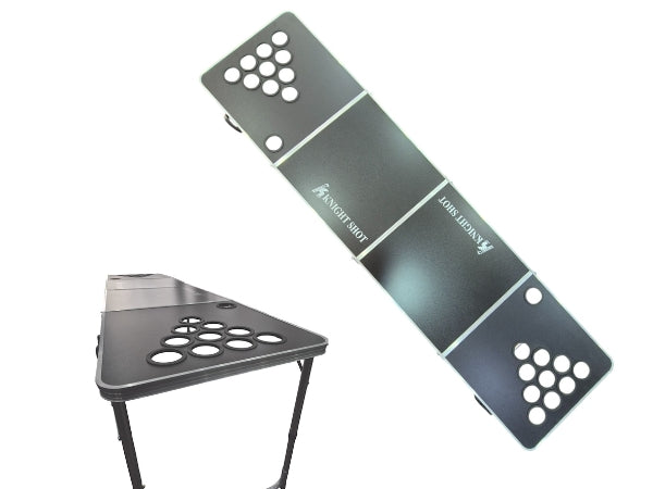Knight Shot Beer Pong Table – Black with 7cm Cup Holder Holes | Foldable Party Table