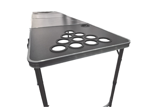 Knight Shot Beer Pong Table – Black with 7cm Cup Holder Holes | Foldable Party Table
