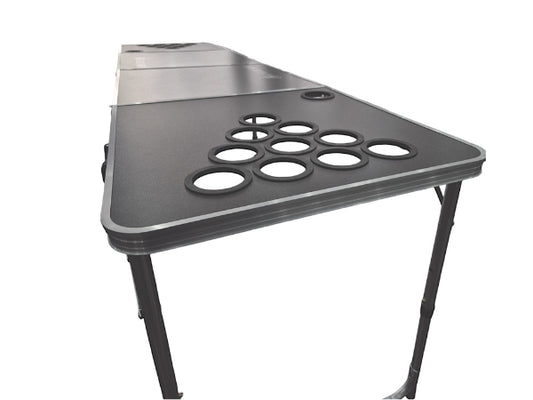 Knight Shot Beer Pong Table – Black with 7cm Cup Holder Holes | Foldable Party Table