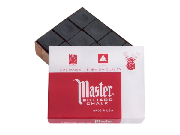 Master Billiard Chalk – 12-Piece Box | Multiple Colors (Red, Blue, Green, Spruce)