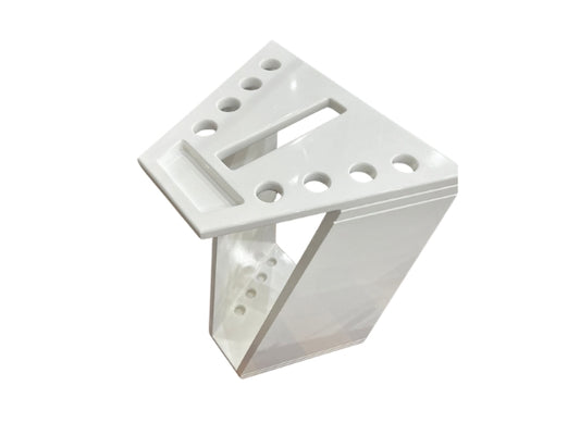 Knight Shot Glossy White Cue Stand – Trapezoid Holder for 8 Cues + Triangle & Chalk