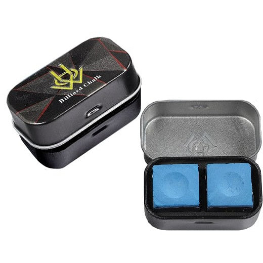 HOW Blue Billiard Chalk 2 pc Set w/ Metal Box