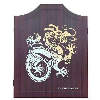 Knight Shot Wooden Dartboard Cabinet | Mahogany – Dragon