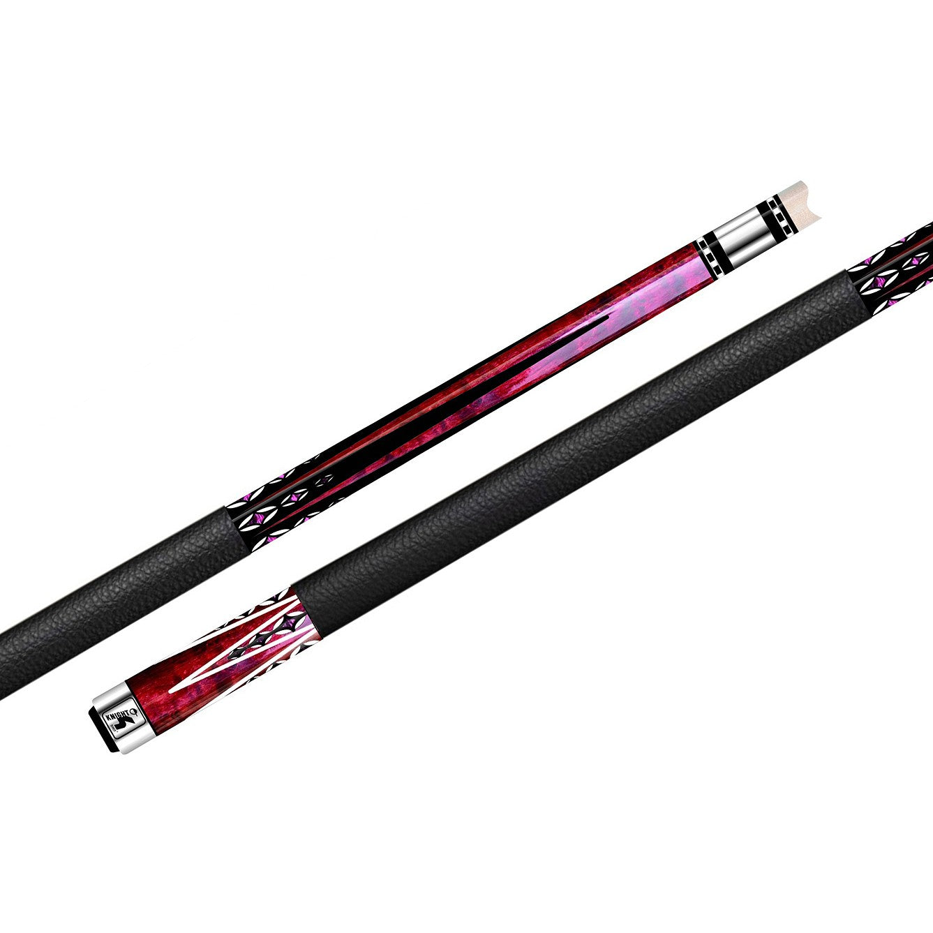 Knight Shot Pool Cue KSP4 2pc | Quick Release Joint | A2 Birdseye Maple & Polyboard Carved With Decal | Leather Grip